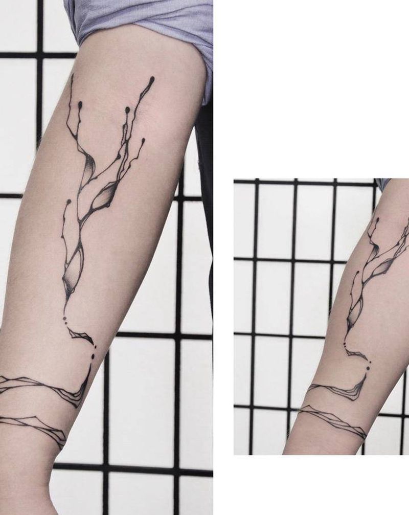 叁浪作品｜泼墨纹身图片_手部水墨纹身图案