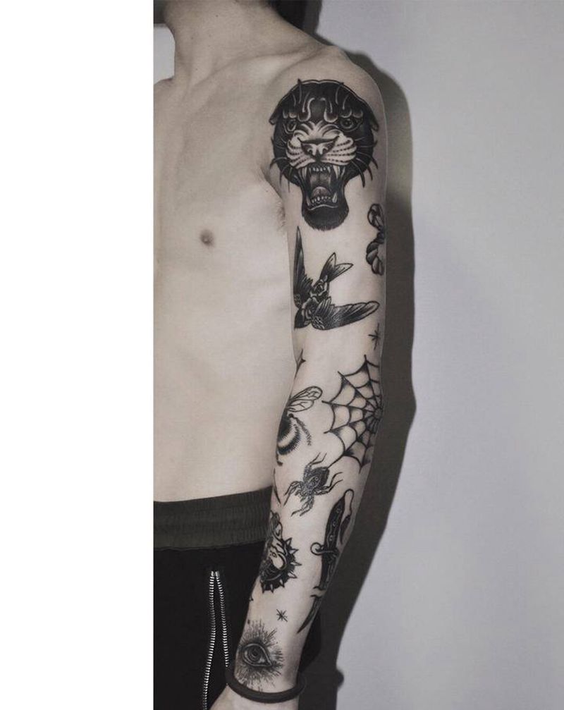 叁浪作品｜oldschool纹身图片_手臂Old School纹身图案