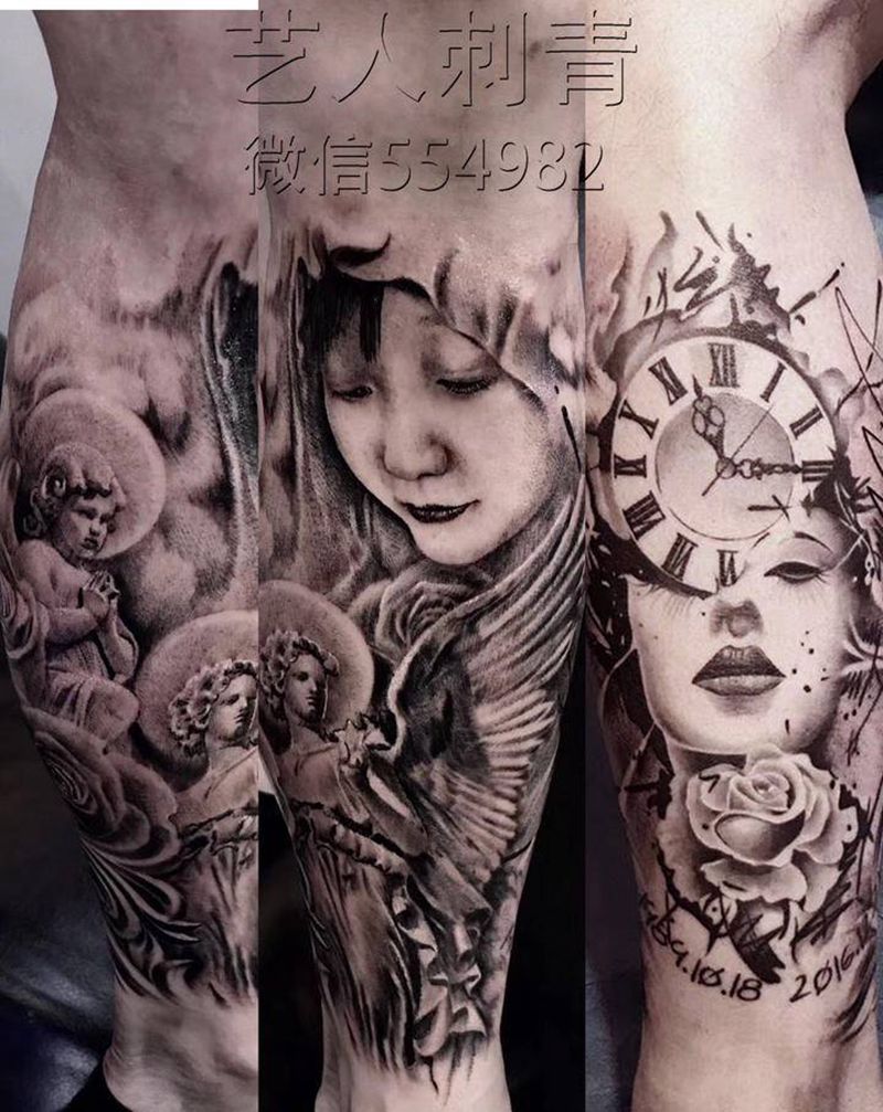 本店作品纹身图片_肩部新传统纹身图案