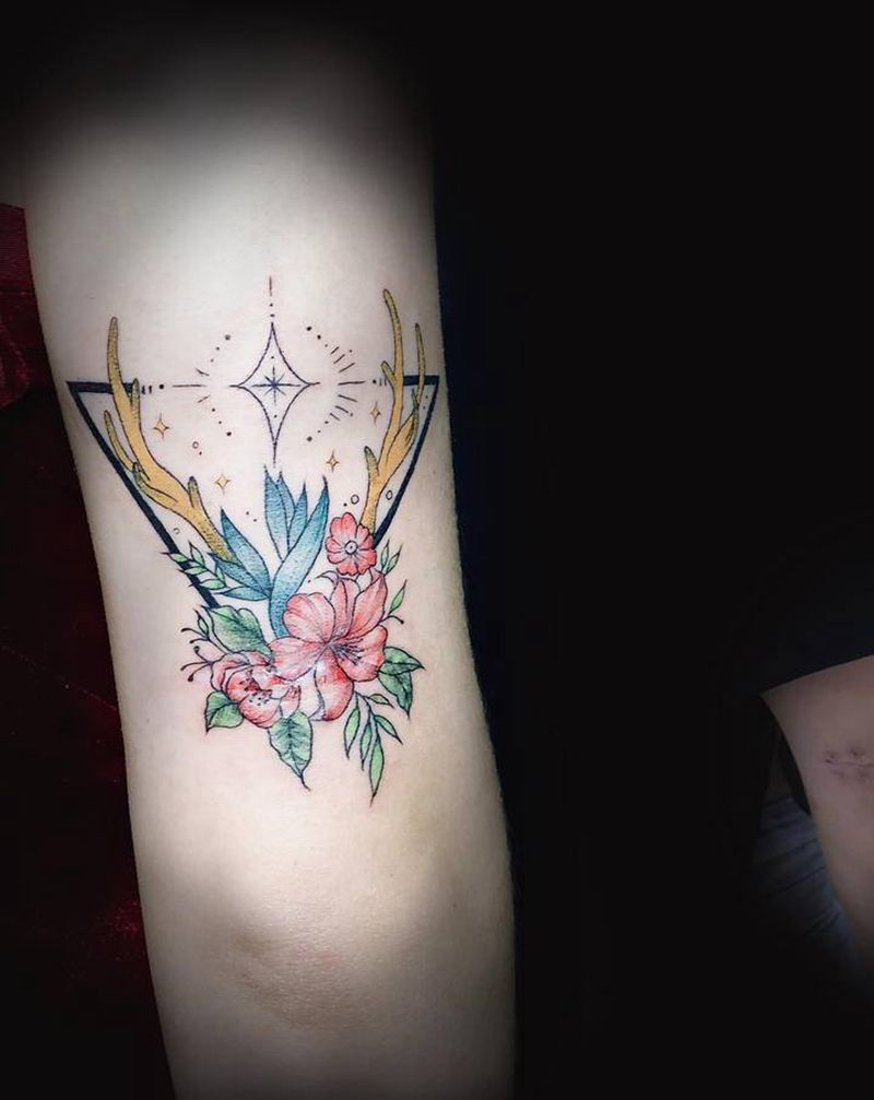 疤痕遮盖纹身图片_手臂New School水彩纹身图案