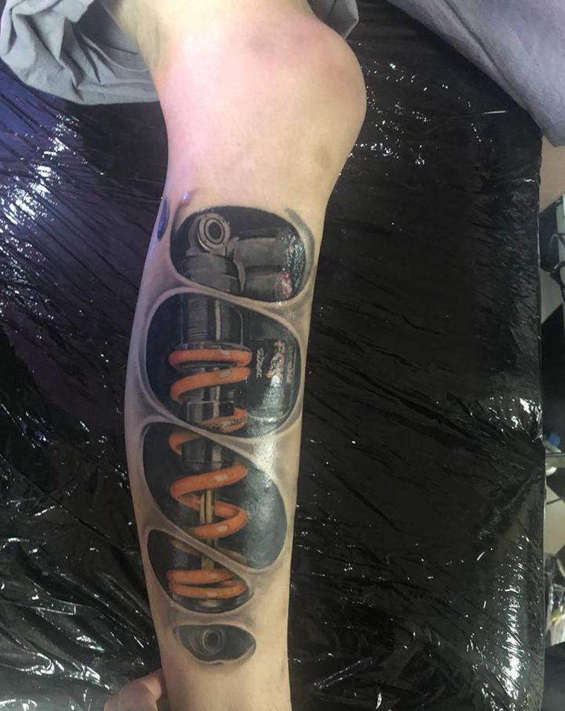 避震纹身图片_脚部腿部欧美写实几何写实破皮纹身图案