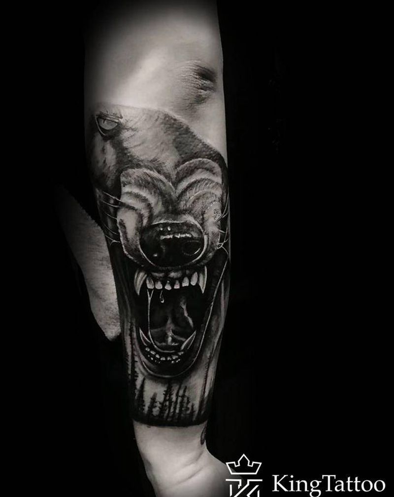 Wolf纹身图片_欧美写实纹身图案