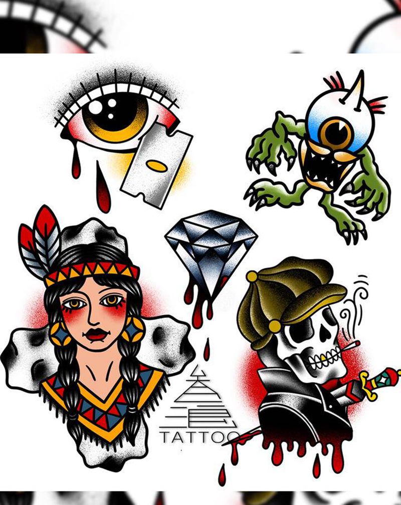 叁浪old school纹身图片_Old School纹身图案