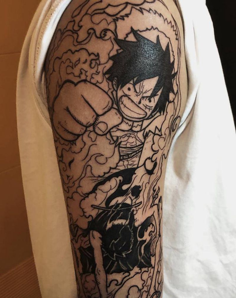 路飞大臂（未完成）纹身图片_手臂动漫纹身图案