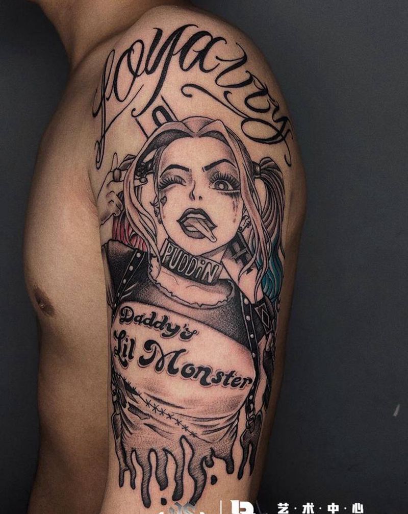 小丑女纹身图片_手臂纹身图案