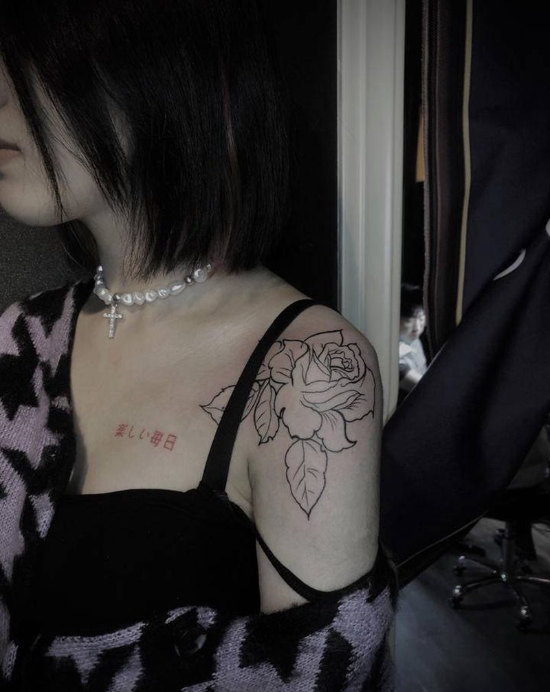 肩花纹身图片_肩部纹身图案