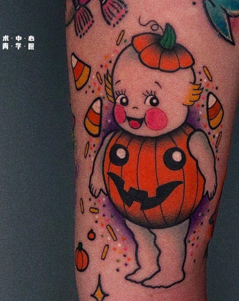 卡通拼接纹身图片_手臂New School纹身图案