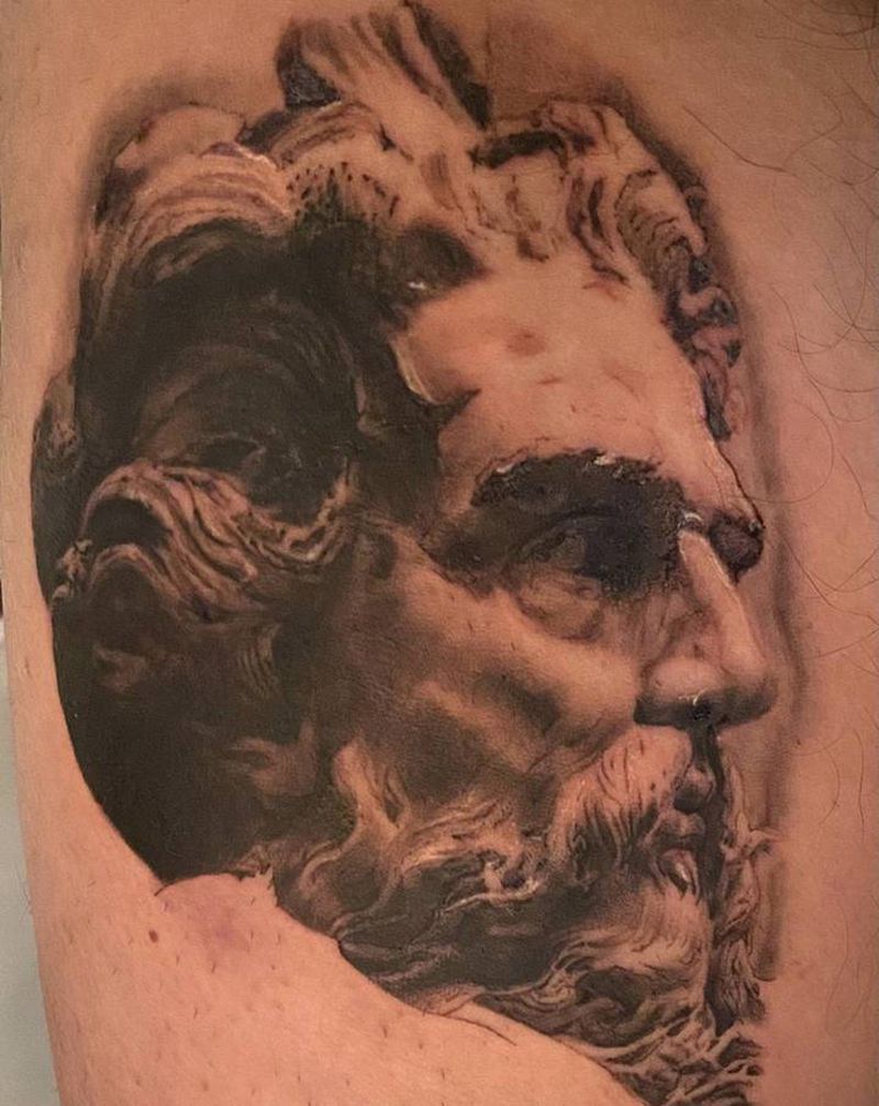 写实波塞冬纹身图片_欧美写实纹身图案