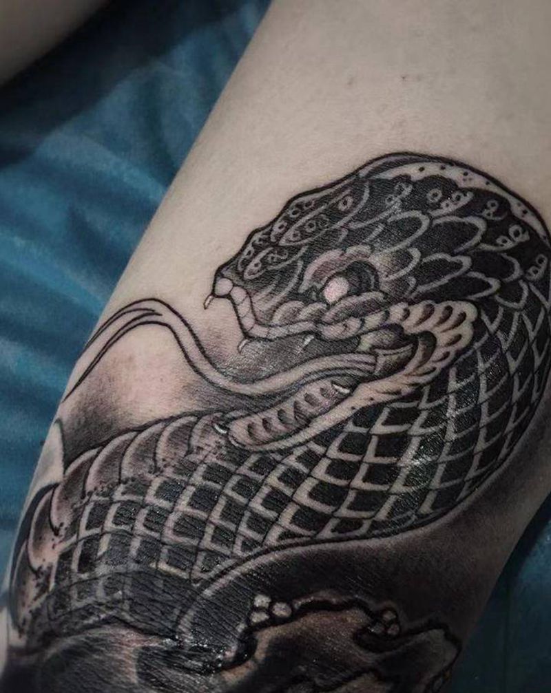 遮盖死亡毁皮纹身图片_腿部新传统老传统纹身图案