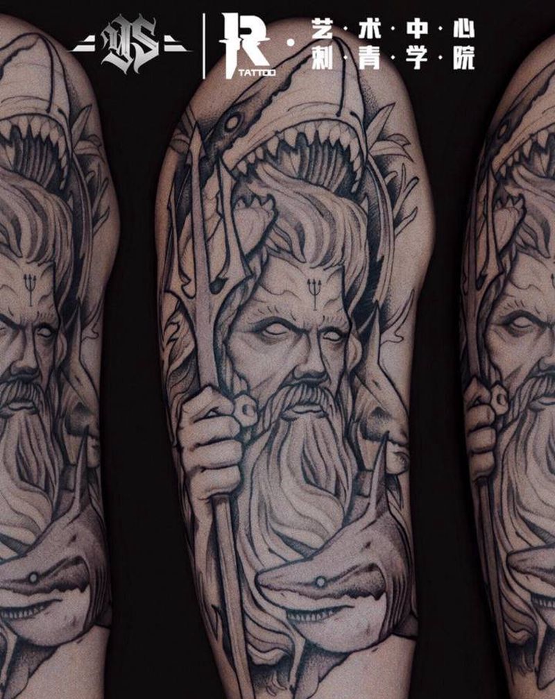 海王波赛冬纹身图片_手臂纹身图案