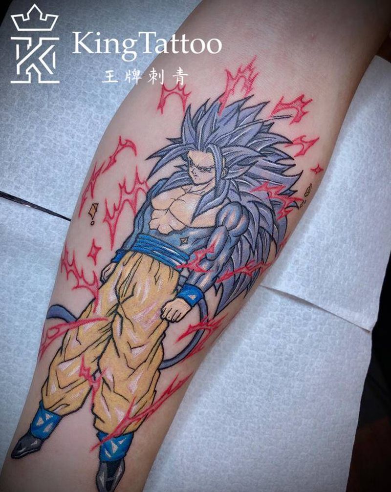 超级赛亚人纹身图片_手臂New School水彩超级赛亚人悟空纹身图案