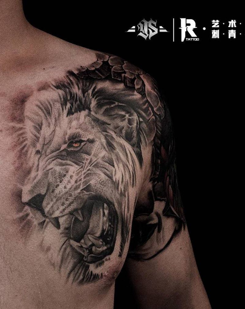 写实半胛纹身图片_肩部手臂欧美写实纹身图案