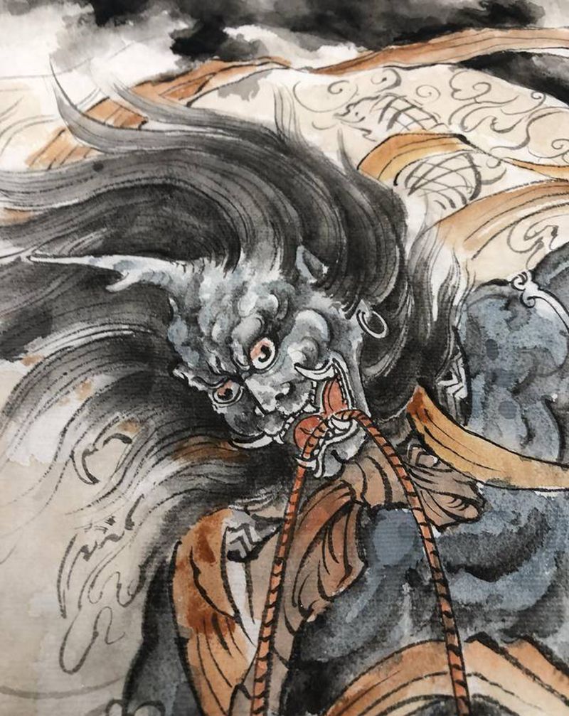 风神纹身图片_老传统纹身图案