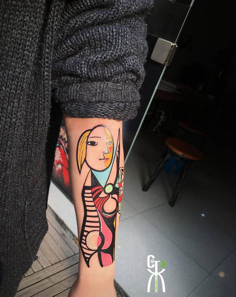 毕加索，好几世纹身图片_手臂纹身图案