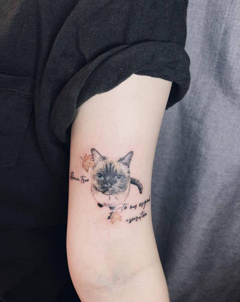 我的宝贝纹身图片_手臂水彩欧美写实猫宠物纹身图案