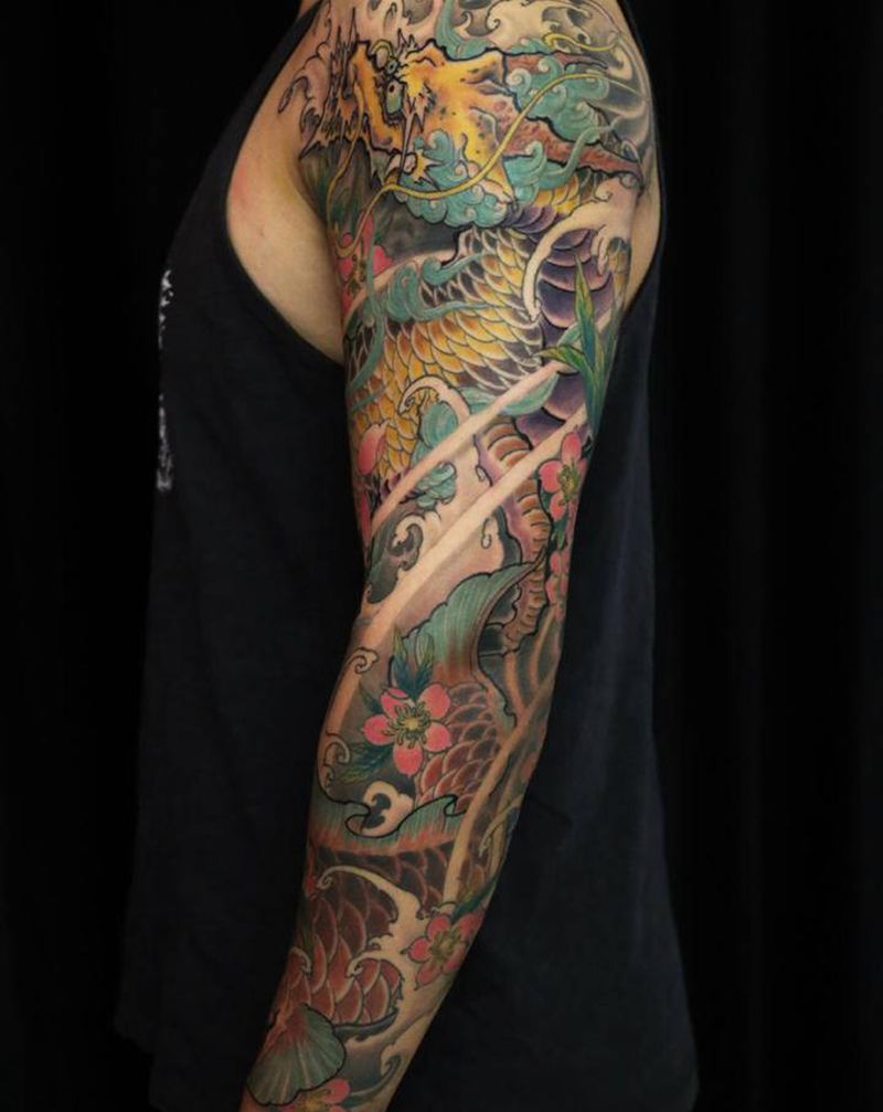 麒麟臂纹身图片_新传统纹身图案