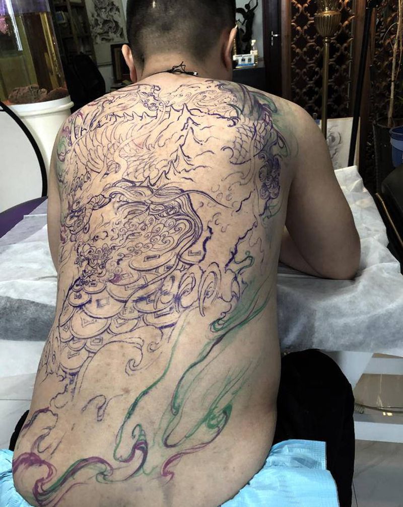 貔貅纹身图片_新传统纹身图案