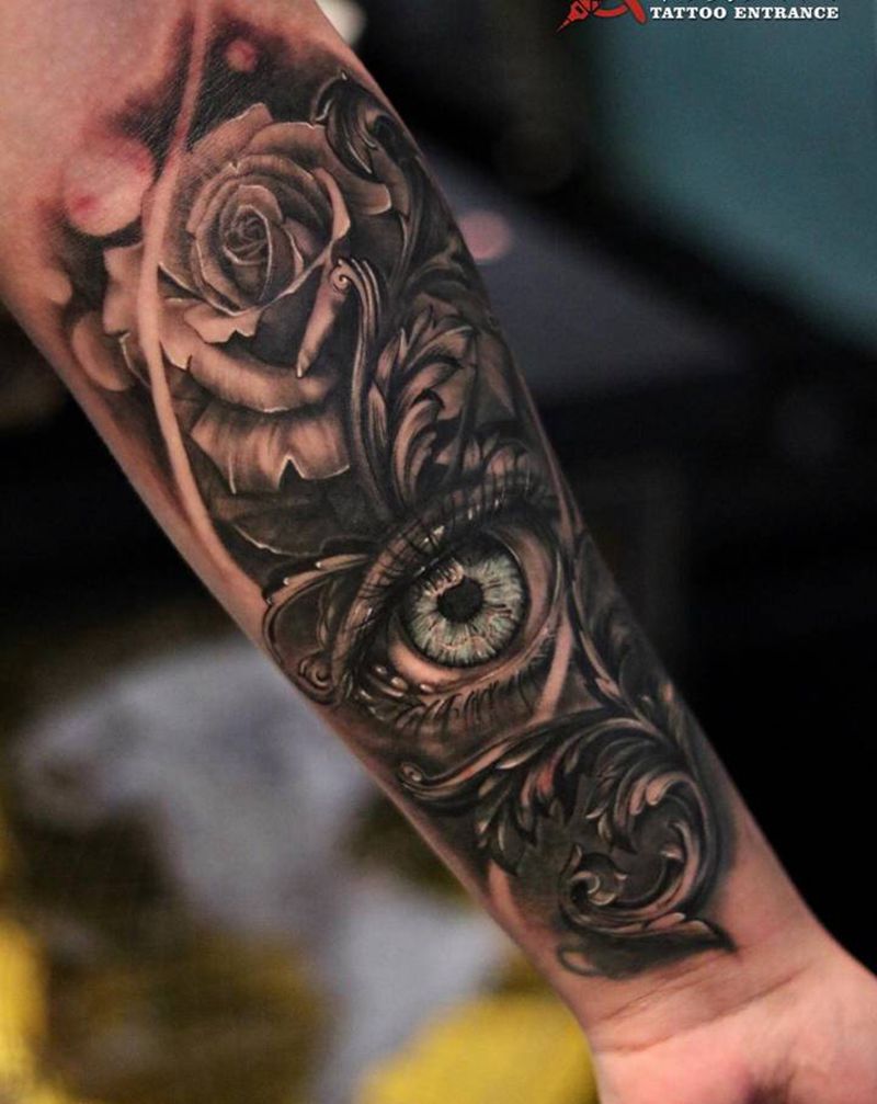 欧美写实纹身图片_手臂欧美写实上帝之眼眼睛欧美写实纹身图案