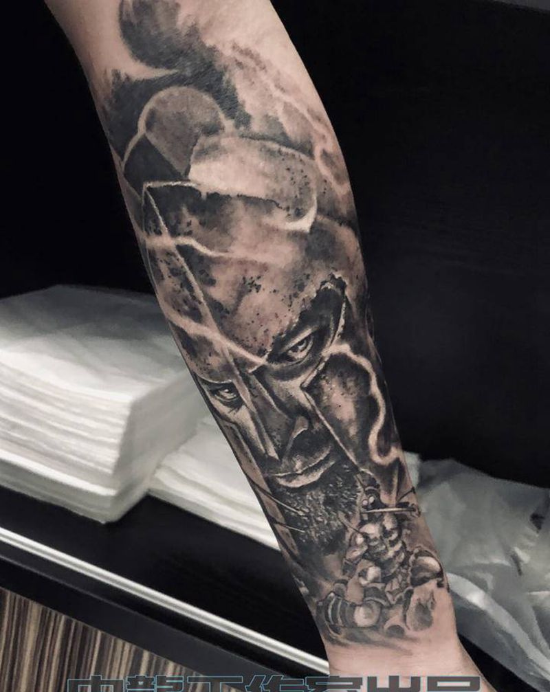 斯巴达勇士纹身图片_手臂纹身图案