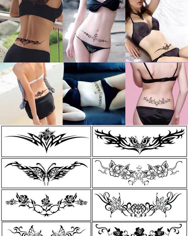 后腰腰花纹身图片_腹部腰部图腾纹身图案