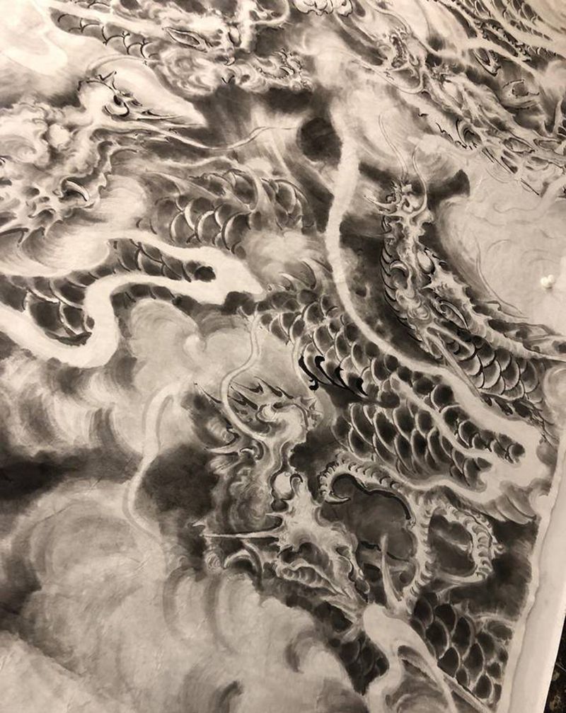 龙图巨幅纹身图片_新传统纹身图案