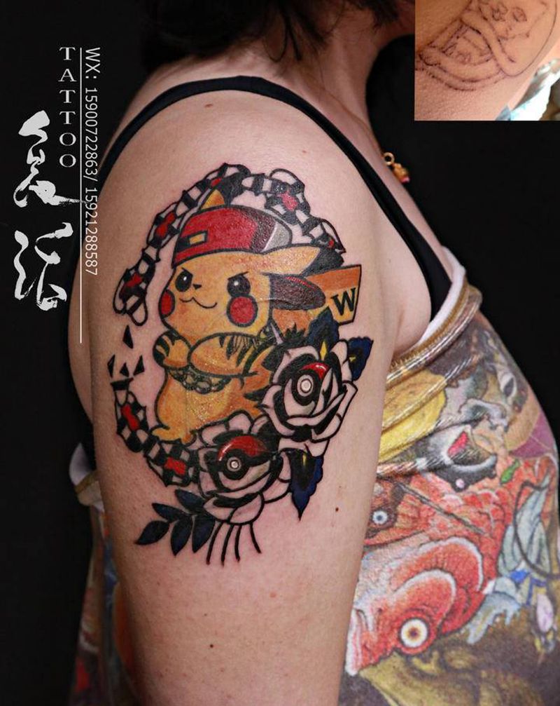 复活刺青作品l纹身图片_肩部手部New School纹身图案