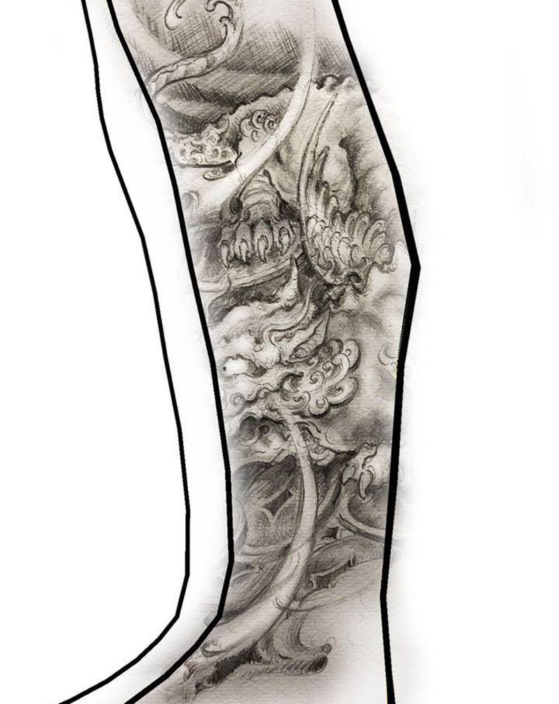 貔貅设计纹身图片_新传统纹身图案