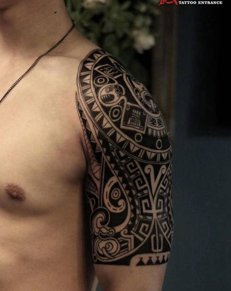 玛雅图腾纹身图片_胸部手臂图腾玛雅图腾图腾纹身图案