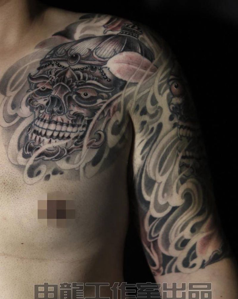 半甲纹身图片_新传统纹身图案