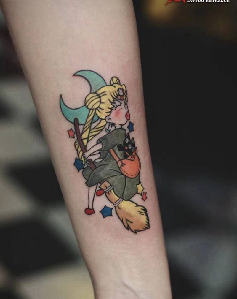 美少女战士纹身图片_手臂New School美少女卡通美少女纹身图案