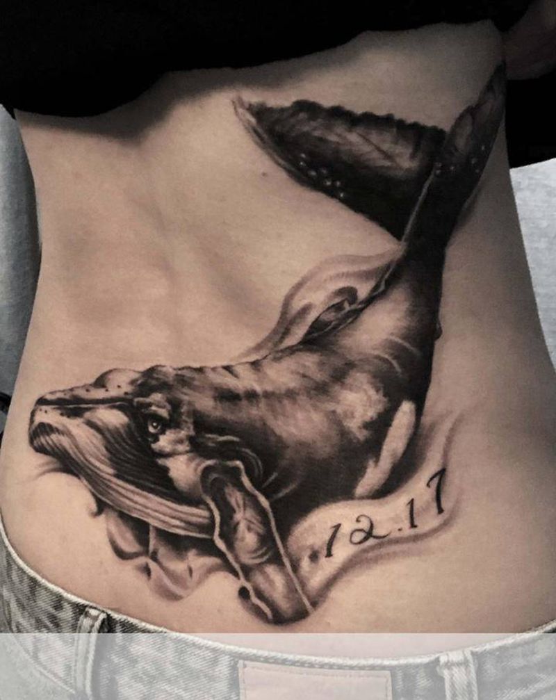 鲸鱼纹身图片_欧美写实纹身图案