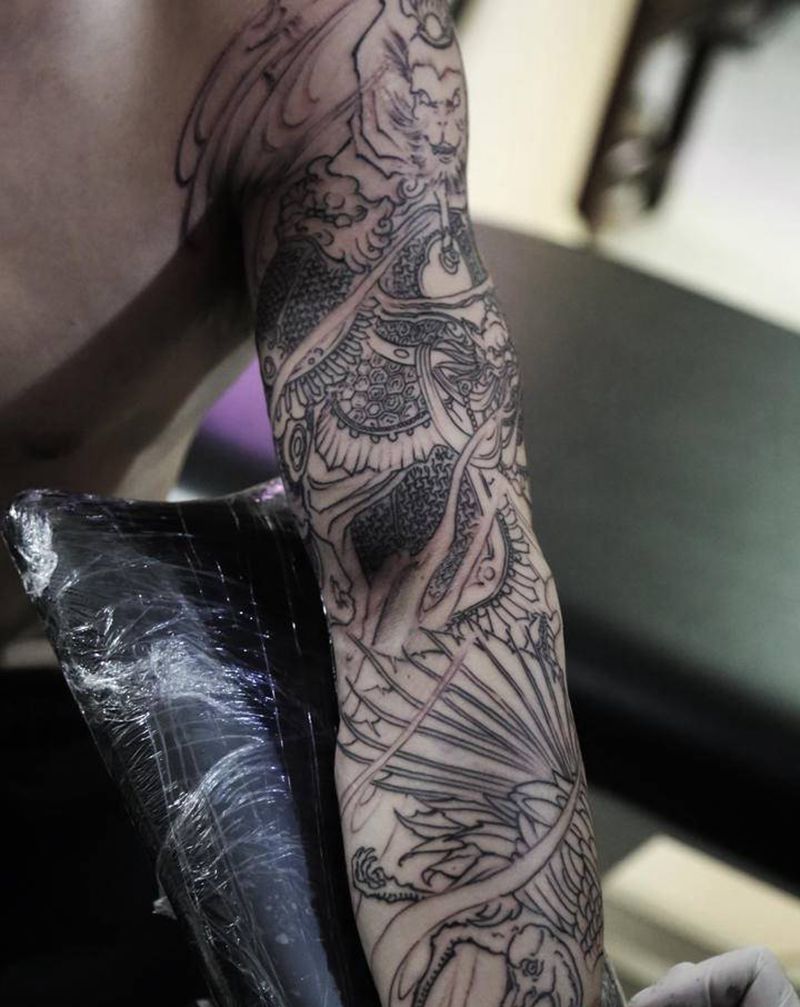 花臂纹身图片_新传统纹身图案