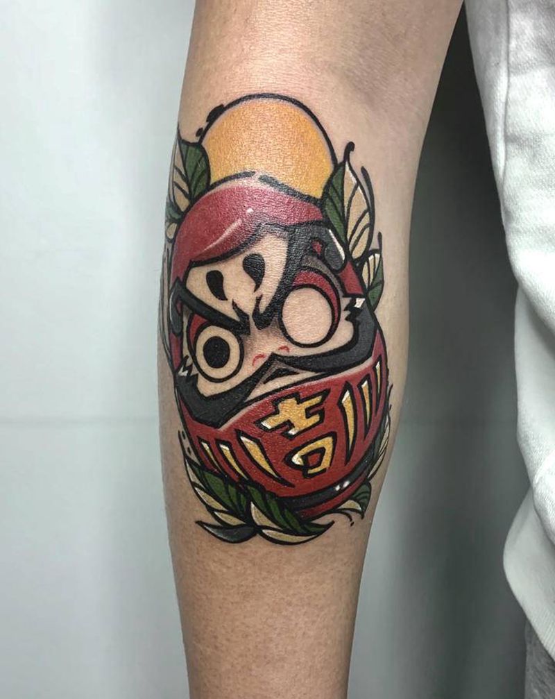 大吉大利达摩蛋纹身图片_手臂New School纹身图案