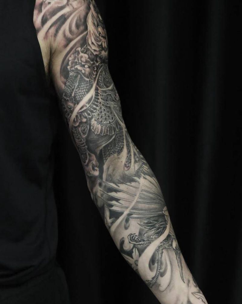 花臂纹身图片_手臂手部新传统纹身图案