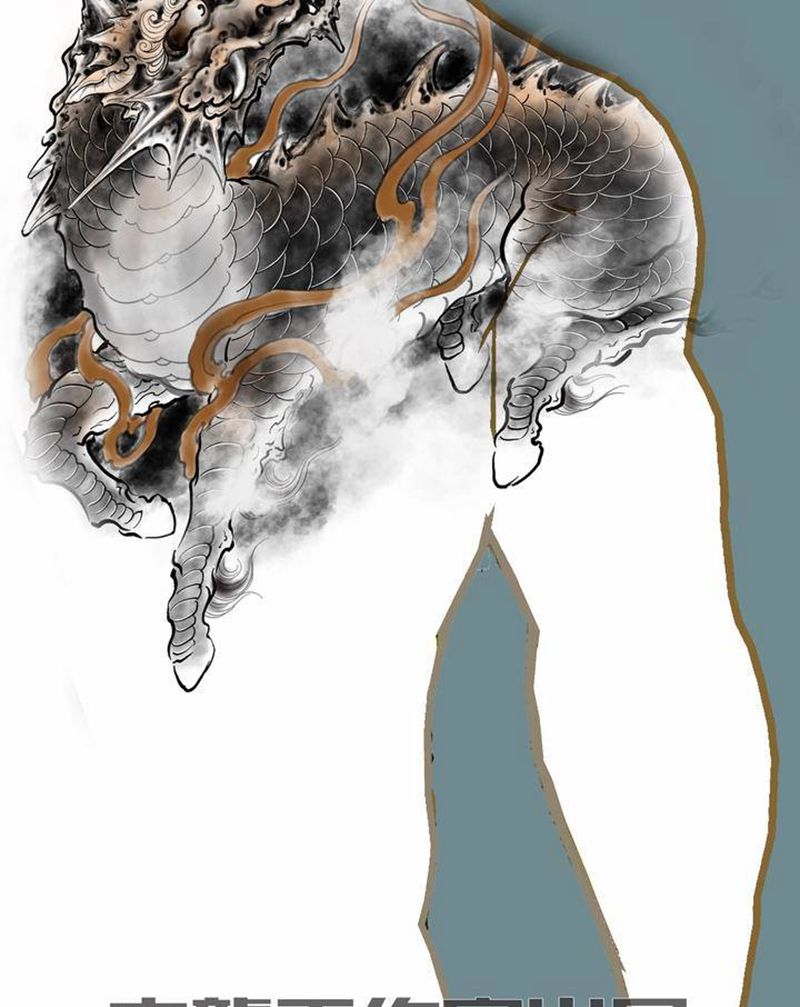 麒麟设计纹身图片_肩部背部新传统纹身图案