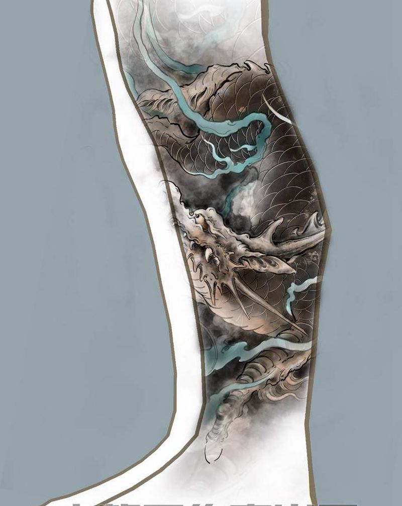 麒麟纹身设计纹身图片_腿部肩部新传统纹身图案