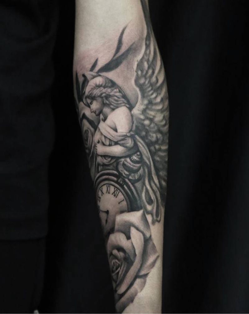 天使纹身图片_欧美写实纹身图案