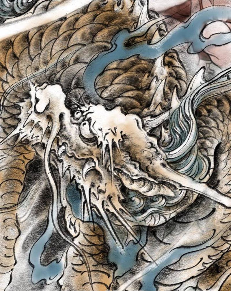 麒麟臂设计稿纹身图片_手臂新传统纹身图案