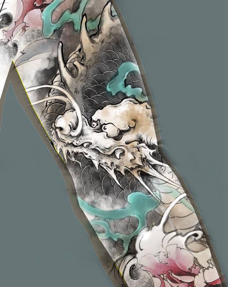 麒麟臂纹身图片_手臂新传统纹身图案