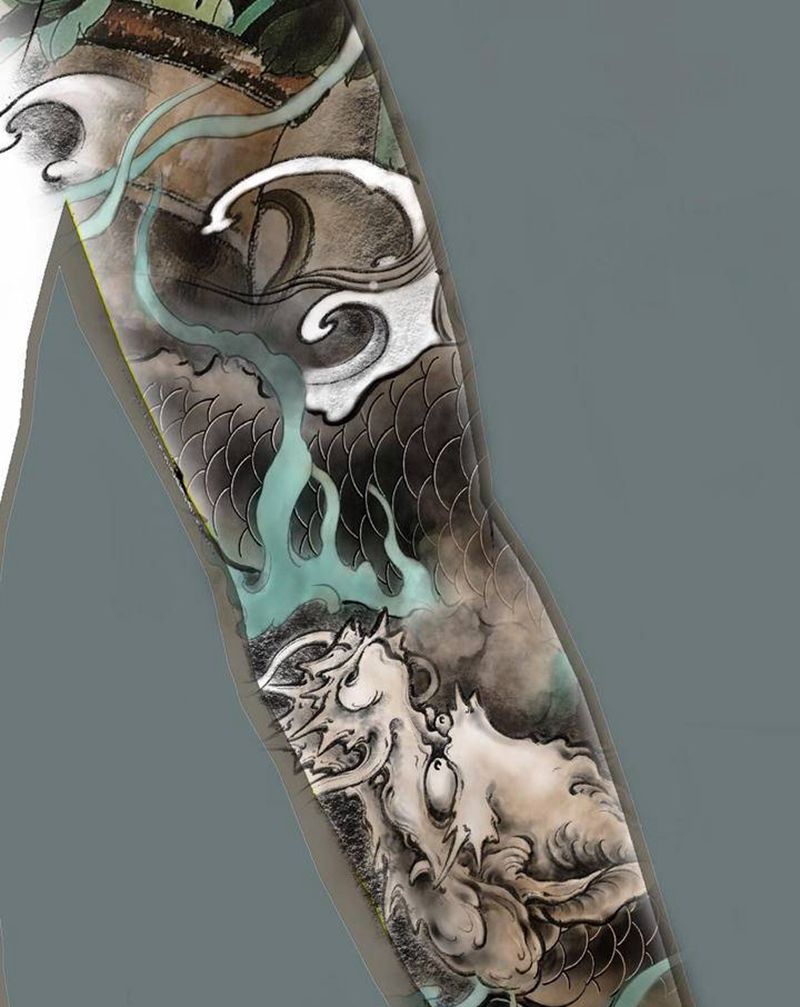 麒麟臂纹身图片_手臂新传统纹身图案