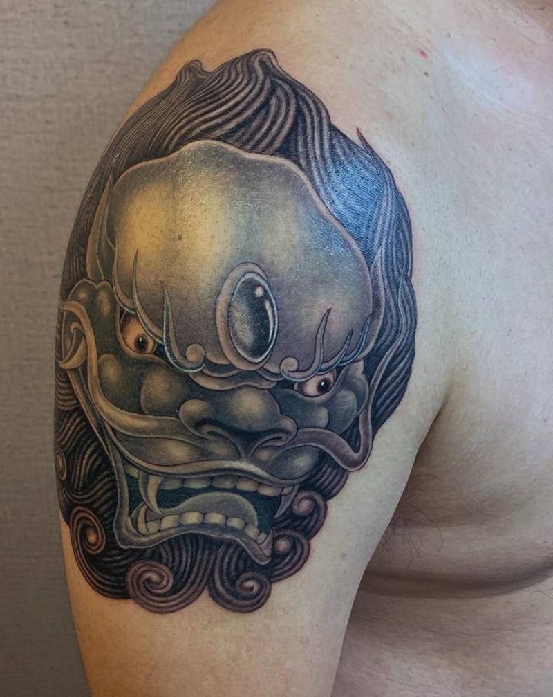 兽首纹身图片_手臂新传统纹身图案