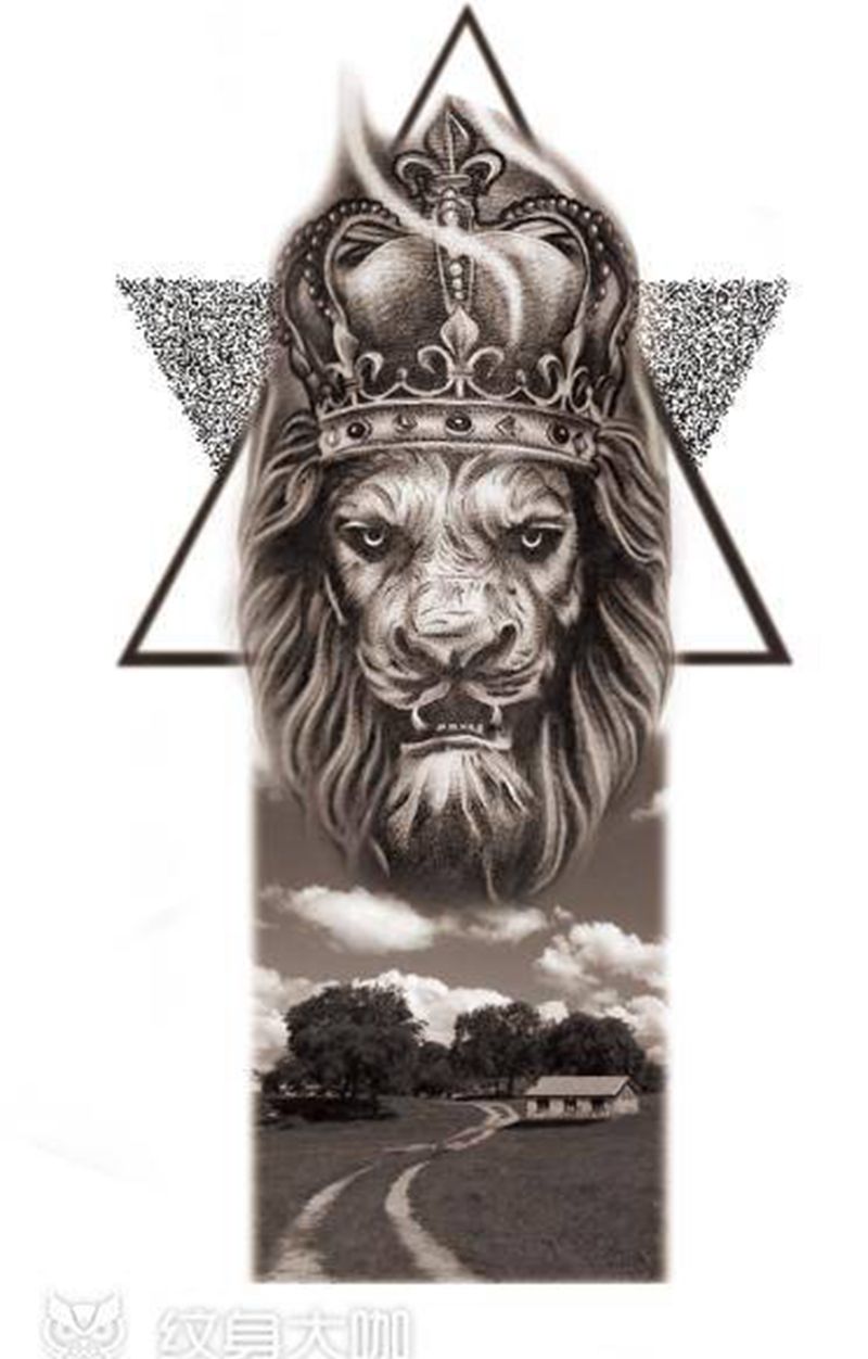 写实狮子纹身图片_手臂欧美写实纹身图案