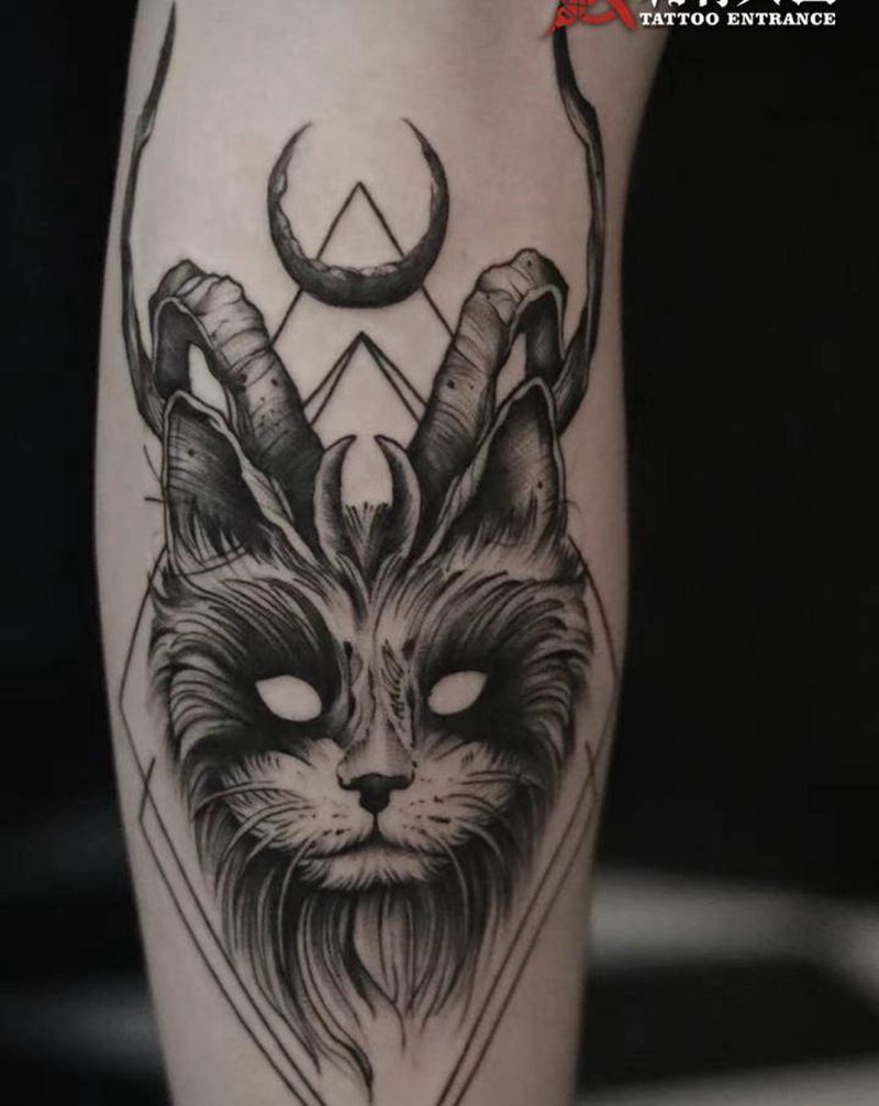 暗黑纹身图片_腿部欧美写实New School暗黑纹身图案