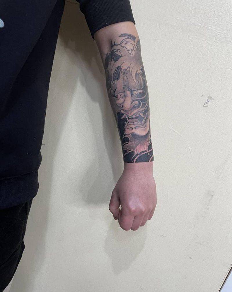 包小臂班若纹身图片_手臂新传统纹身图案