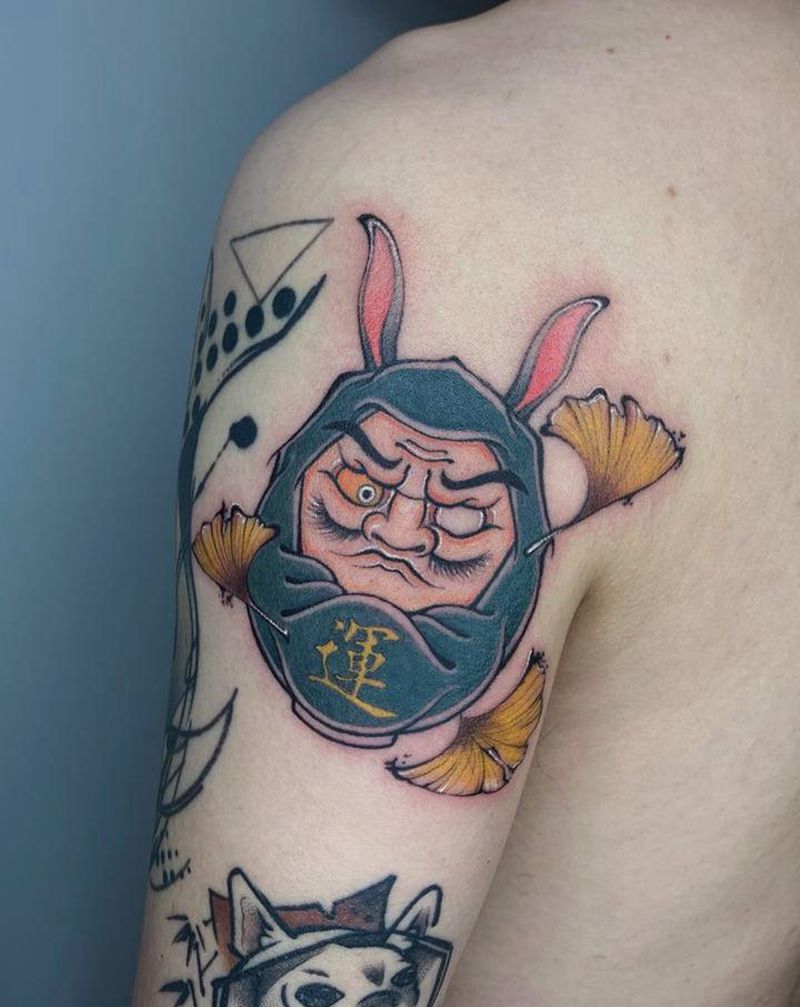 schnol达摩蛋纹身图片_手臂New School纹身图案