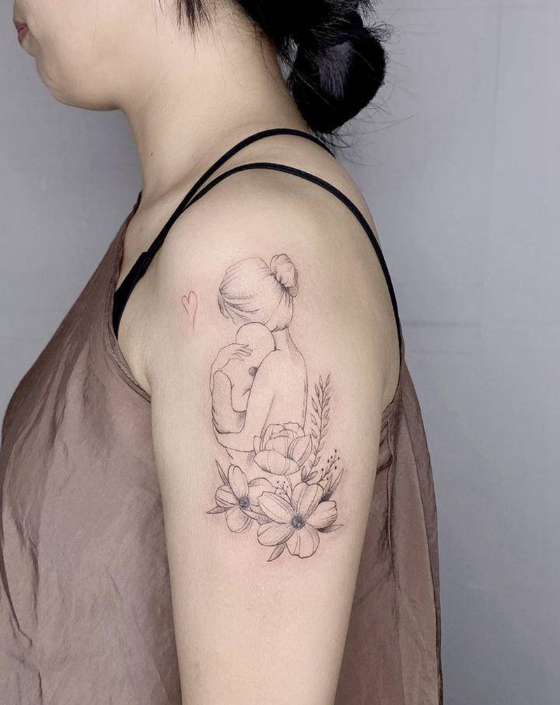 母爱纹身图片_手部手臂点刺纹身图案