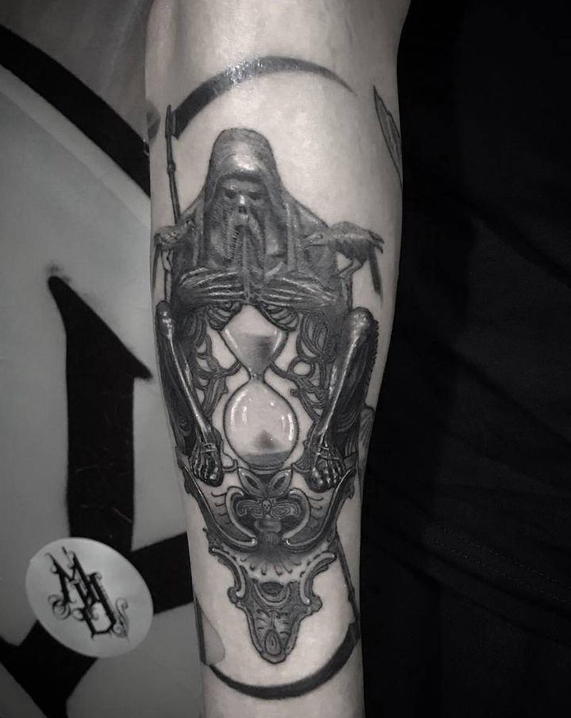 死神纹身图片_手臂欧美写实纹身图案