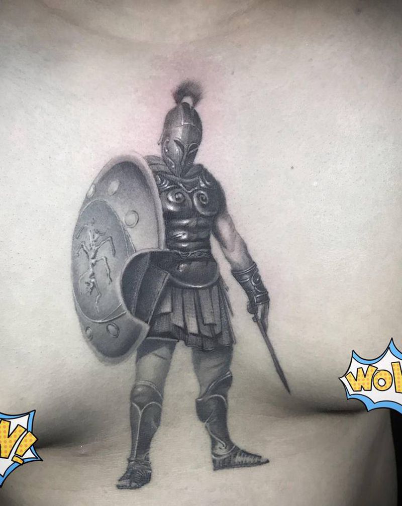 斯巴达纹身图片_手臂欧美写实纹身图案