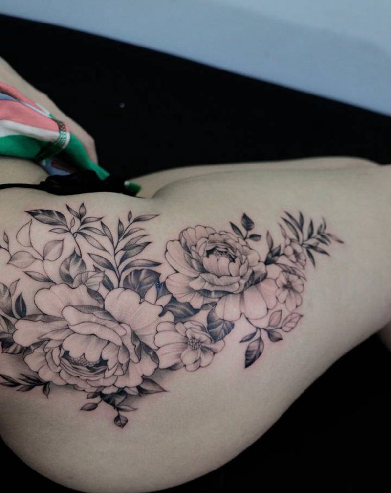 素花纹身图片_点刺纹身图案