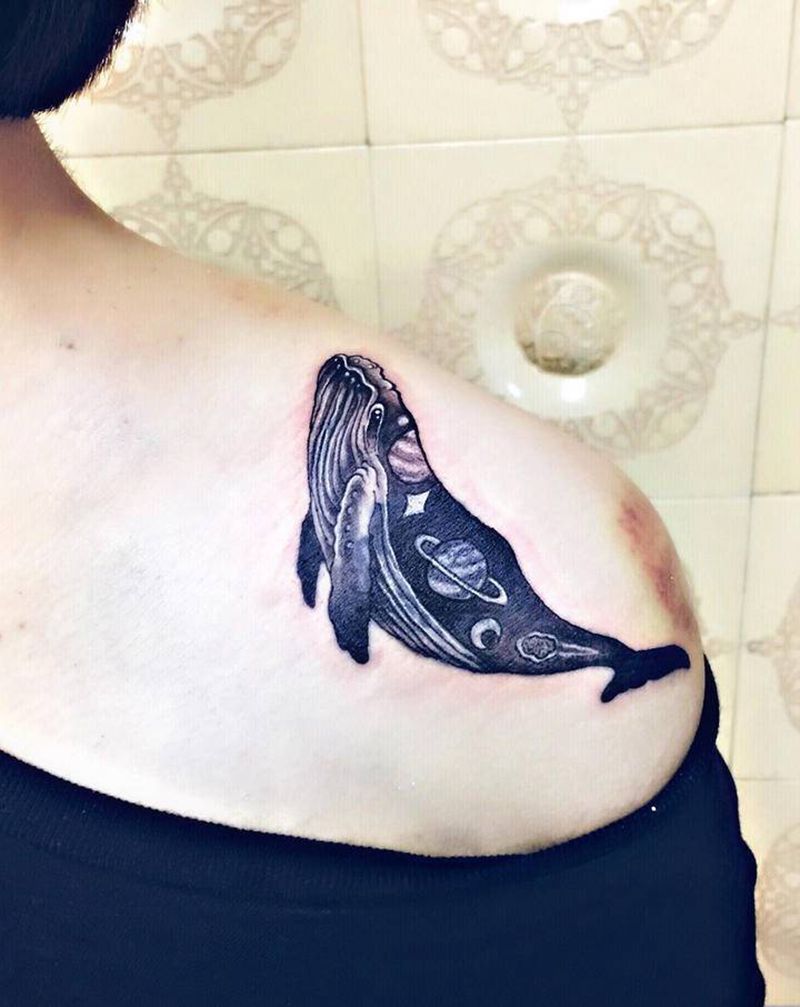 鲸鱼遮盖（旧图非本人作品）纹身图片_肩部纹身图案